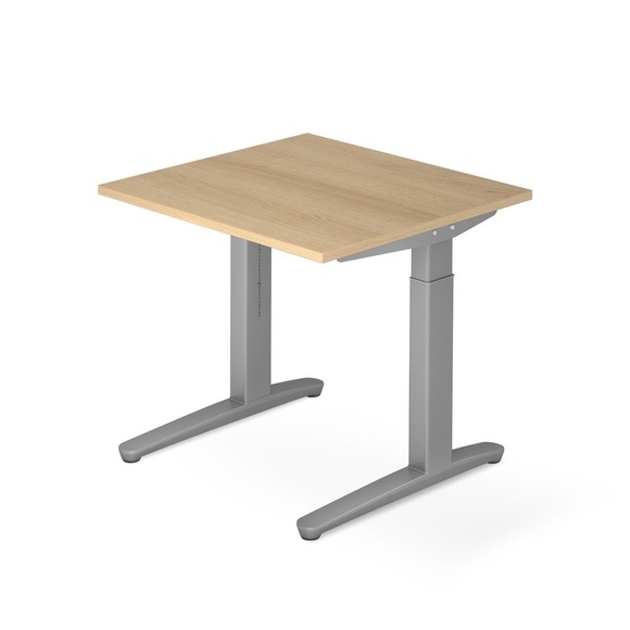 Schreibtisch, C-Fuss höhenverstellbar, BxT 800 x 800 mm, Eiche