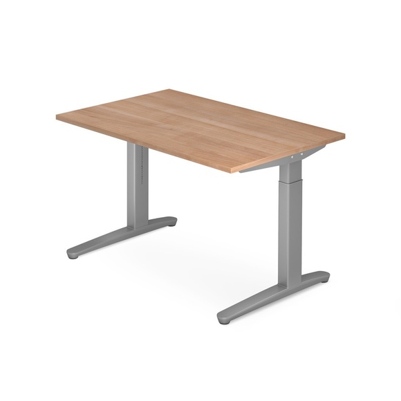 Schreibtisch, C-Fuss höhenverstellbar, BxT 1.200 x 800 mm, Nussbaum