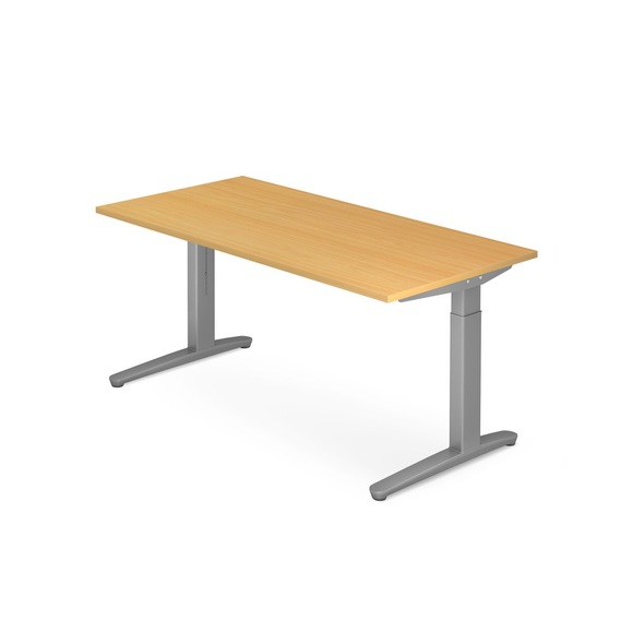 Schreibtisch, C-Fuss höhenverstellbar, BxT 1.600 x 800 mm, Buche