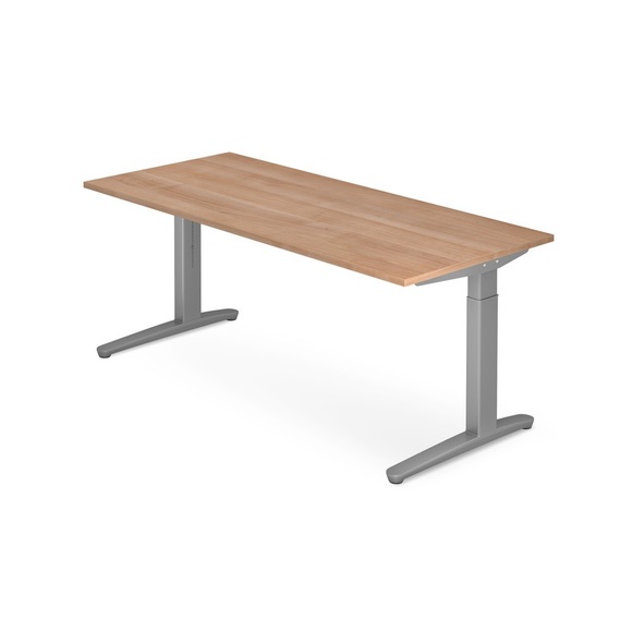 Schreibtisch, C-Fuss höhenverstellbar, BxT 1.800 x 800 mm, Nussbaum