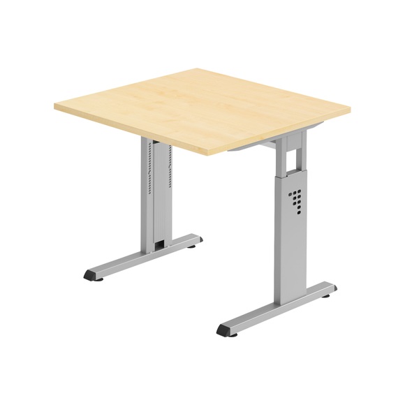 Schreibtisch Solid, höhenverstellbar, BxT 800 x 800 mm, Ahorn