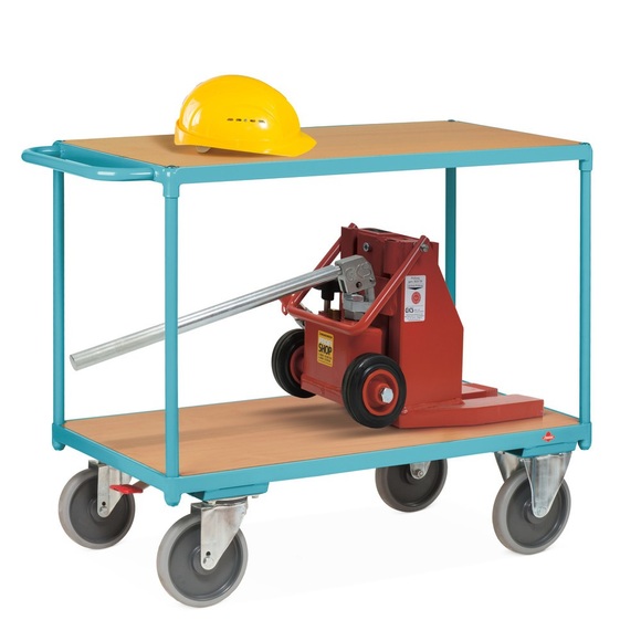 Ameise® Schwerer Tischwagen, 2 Etagen à 1.200 x 800 mm, mit Zentralbremse