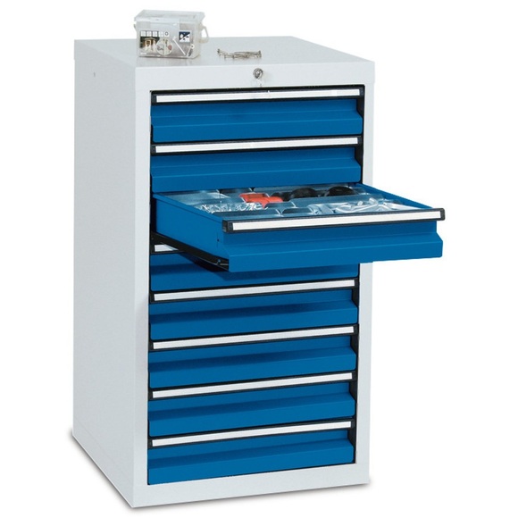 stumpf® Schubladenschrank, Schubladen 8x100 mm, HxBxT 900 x 500 x 500 mm, lichtgrau