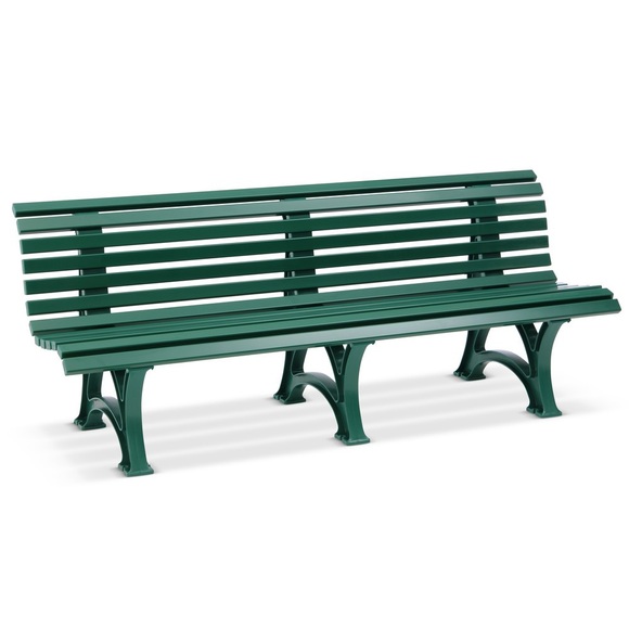 Parkbank aus Kunststoff mit 13 Leisten Breite 2000 mm, moosgrün