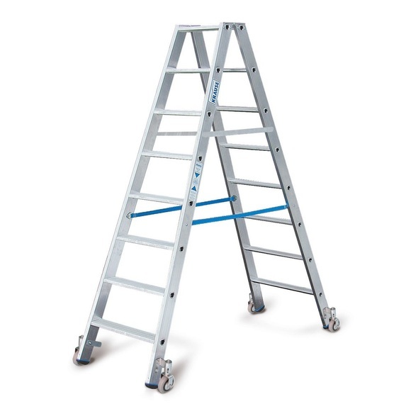 KRAUSE®- Stufen-Stehleiter KRAUSE® Profi, 2-seitig begehbar, mit Rollen, Standhöhe 0,70 m