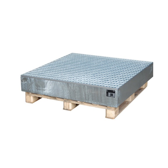 Paletten-Aufsatzwanne, HxBxT 185 x 1.200 x 1.200 mm, inkl. Gitterrost, feuerverzinkt