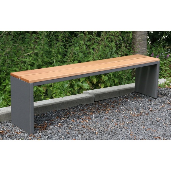 Parkbank, Sitzleisten aus Garapa-Echtholz, Länge 2.000 mm, Edelstahl