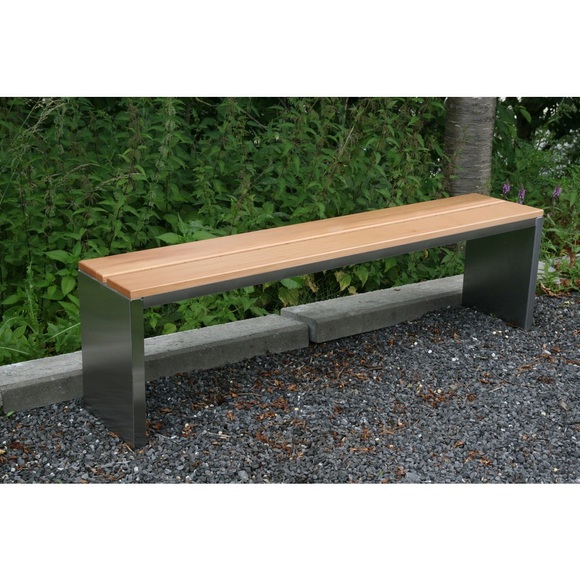 Parkbank, Sitzleisten aus Garapa-Echtholz, Länge 1.500 mm, Edelstahl