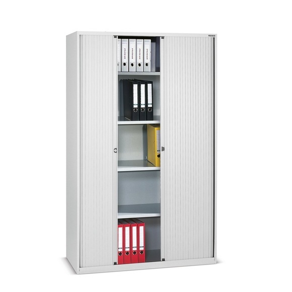 BISLEY Euro-Rollladenschrank Breite 1000 mm, 4 Fachböden silber
