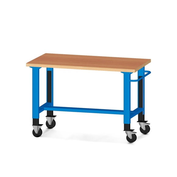 Werkbank Work Master, verfahrbar, höhenverstellbar, HxBxT 890 x 1.500 x 750 mm, rubinrot