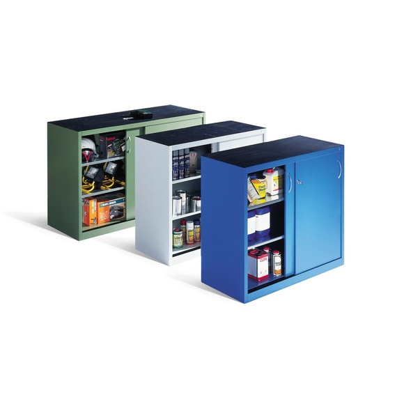 C+P Werkstatt-Beistellschrank mit 2 Fachböden, HxBxT 1.000 x 1.600 x 400 mm, Trennwand