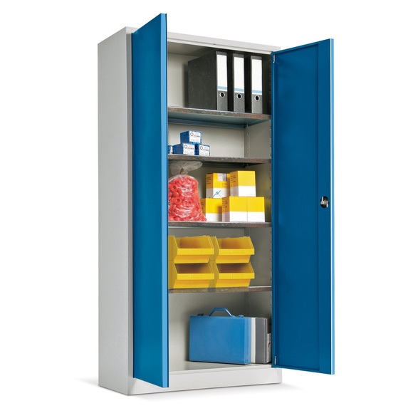 BASIC Werkstatt-Flügeltürschrank, HxBxT 1.800 x 800 x 380 mm, lichtgrau/lichtgrau