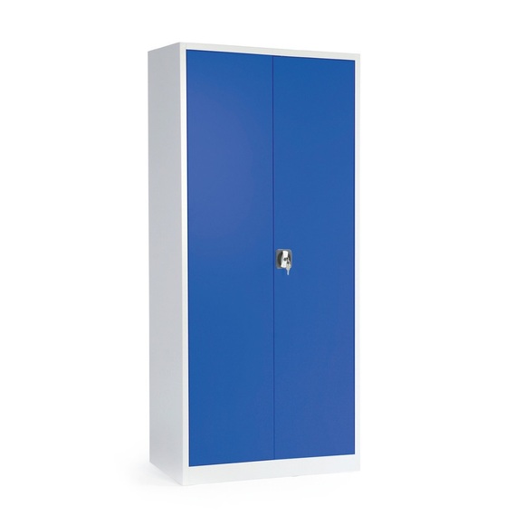 BASIC Werkstatt-Flügeltürschrank, HxBxT 1.950 x 925 x 500 mm, lichtgrau/enzianblau