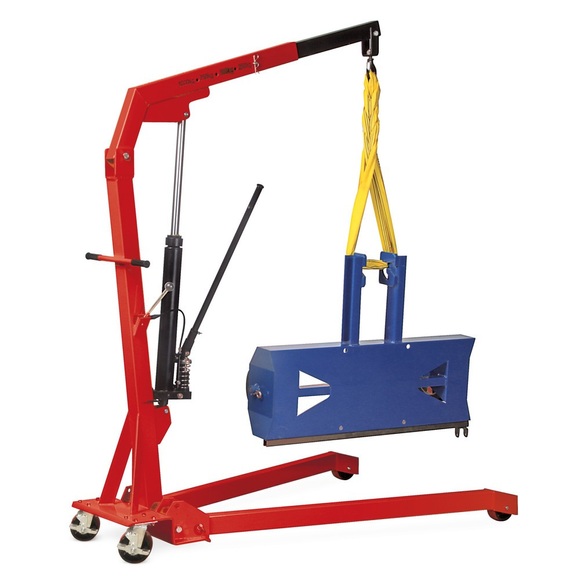 Werkstattkran mit gespreiztem Fahrgestell, klappbar, TK 250-1.000 kg, RAL 3000 feuerrot