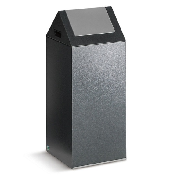 VAR® Wertstoffsammler, 60 Liter, selbstlöschend, Korpus antik-silber, Deckel eckig/silber