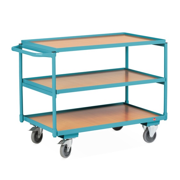 Ameise® Tischwagen, waagerechter Bügel, 3 Etagen à 850 x 500 mm, TK 250 kg