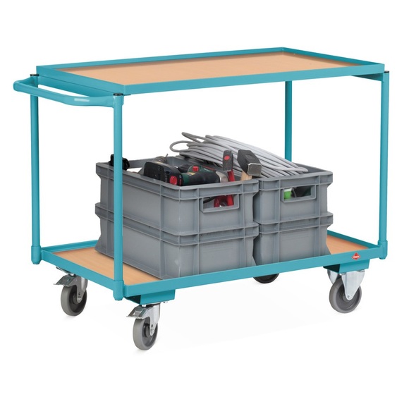 Ameise® Tischwagen, waagerechter Bügel, 2 Etagen à 850 x 500 mm, TK 250 kg