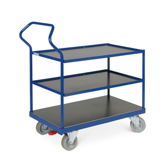 Tischwagen Ergotruck®, umlaufender Rand, 3 Etagen à 1.000 x 600 mm