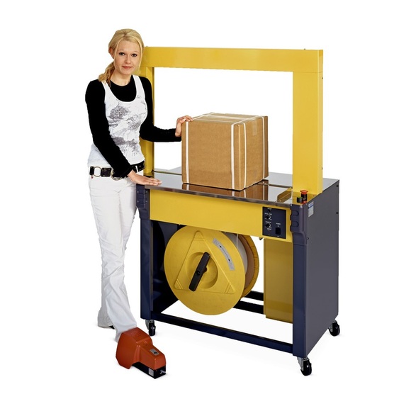 Vollautomatisches Umreifungsgerät für PP-Band, für Bandbreite 5, 9 und 12 mm, HxBxT 1.539 x 1.115 x 600 mm