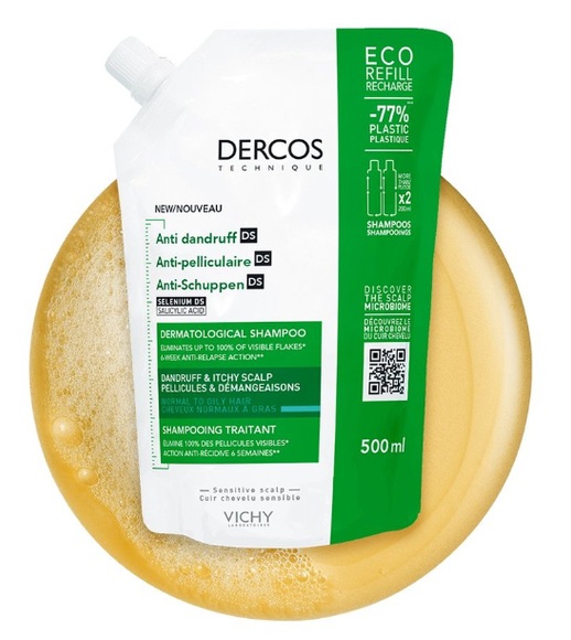 Dercos Anti-schuppen Shampoo Nachfüllpack: Beruhigendes Shampoo Mit Salicylsäure Für Normales Bis Fettiges Haar Damen 500 ml