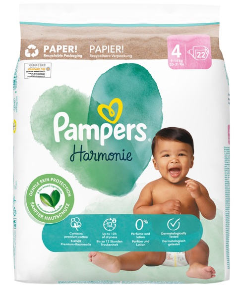 Pampers Harmonie Gr4 9-14kg Maxi Single Pack (22 Stück)