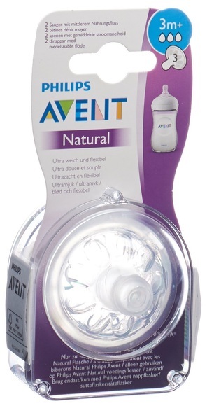 PHILIPS AVENT Naturnah-Sauger 2.0 3 M+ mittlerer Nahrungsfluss (2 Stk.)