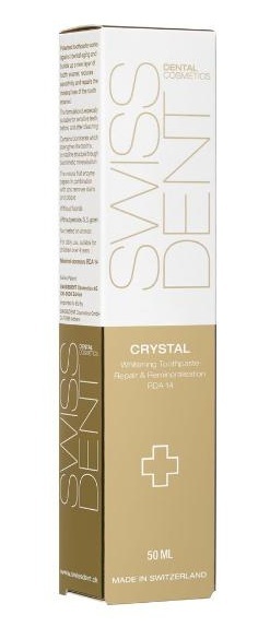 SWISSDENT Crystal whitening Zahnpasta 50 ML, entfernt Verfärbungen durch Kaffee und Tee und Nikotin,hellt Zähne auf, SLS-frei, parabenfrei, 