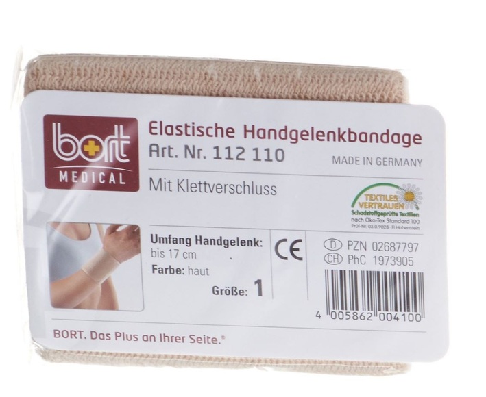 bort Handgelenkbandage Velcro 8cm Gr1 -17cm hautf (1 Stück)
