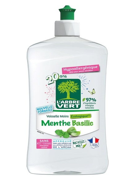 L'ARBRE VERT Geschirrspülmittel Minze Basil (500ml)