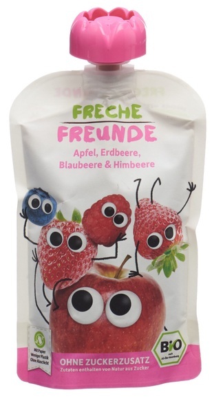 erdbär Freche Freunde Quetschie 100% Apfel, Erdbeere, Blaubeere & Himbeere - 100 g