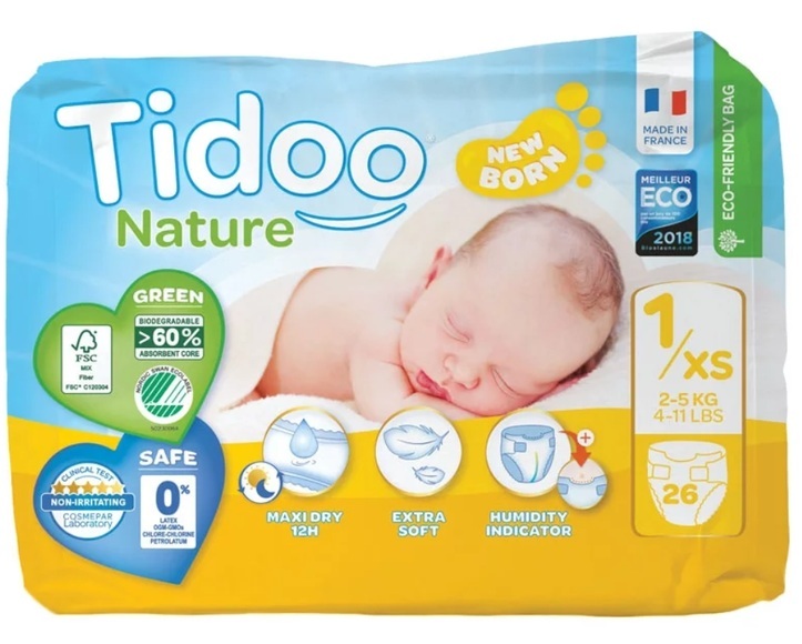 Tidoo - Windel T1/XS Newborn (2-5kgs) - 26 Stück