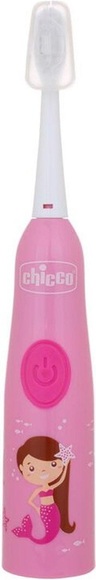 chicco elektrische Zahnbürste mit austauschbarer Batterie und Ersatzbürstenkopf für Kinder rosa