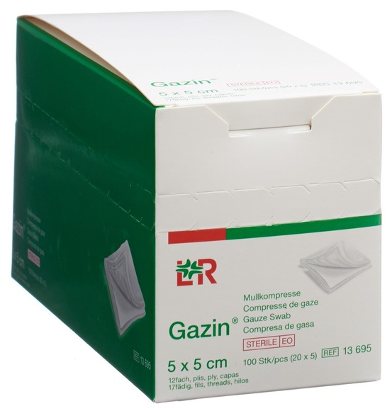 Gazin Set Kompress 5x5cm 12 fach steril (20x5 Stück)