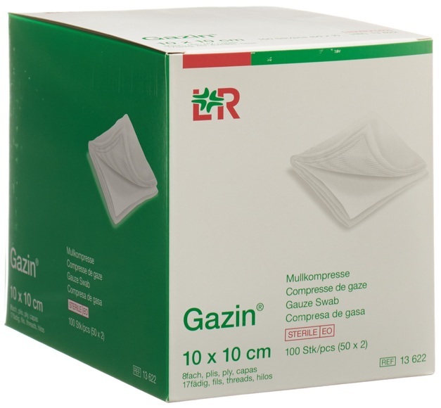 Gazin Mullkompresse 10x10cm 8fach steril (50x2 Stück)
