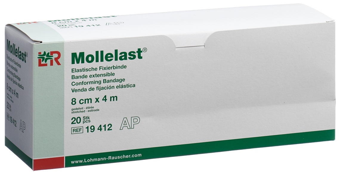 Mollelast Elastische Fixierbinde 8cmx4m weiss (20 Stück)