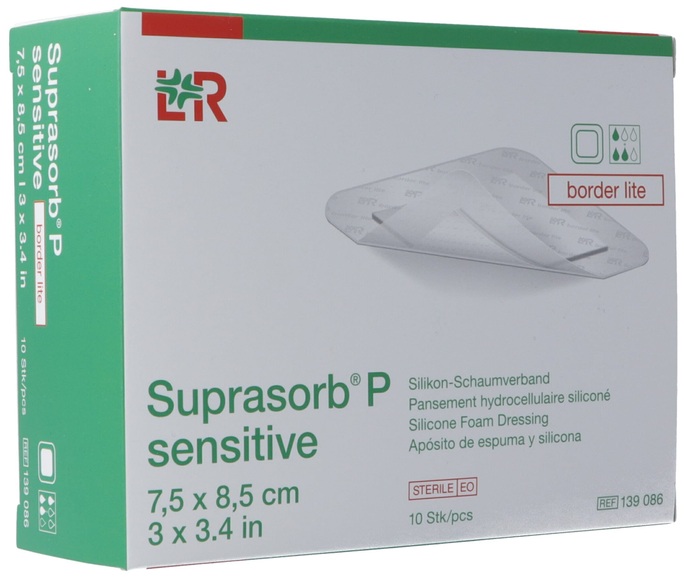Suprasorb P sensitive border lite 7.5x8.5cm