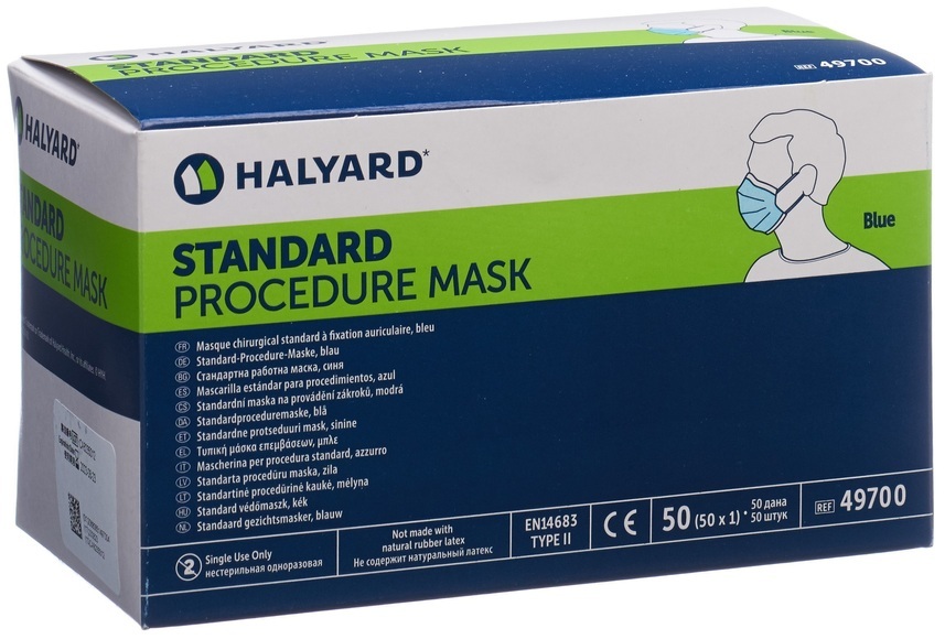 HALYARD Procedure Mask protect blau Typ IIR (50 Stück)