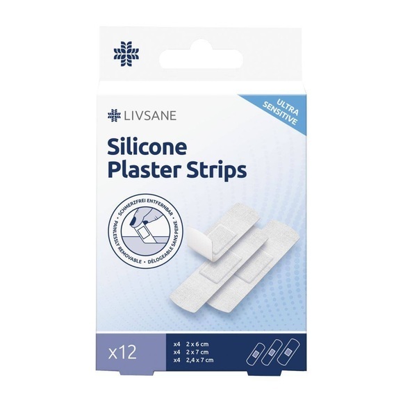 LIVSANE Silikonpflaster-Streifen ultra sensitive (12 Stück)