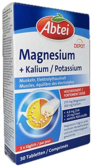 Abtei Magnesium + Kalium Depot Tabletten 30 Stück