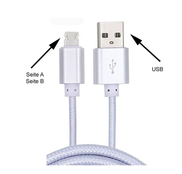 iPhone & Android 2in1 Lade- und Datenkabel, 1 m, silber