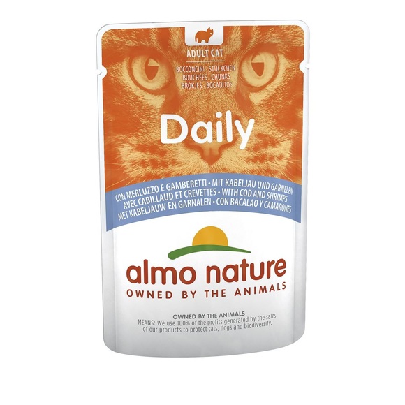 Almo Nature Daily Menu Pouch 6 x 70 g - Kabeljau und Shrimps
