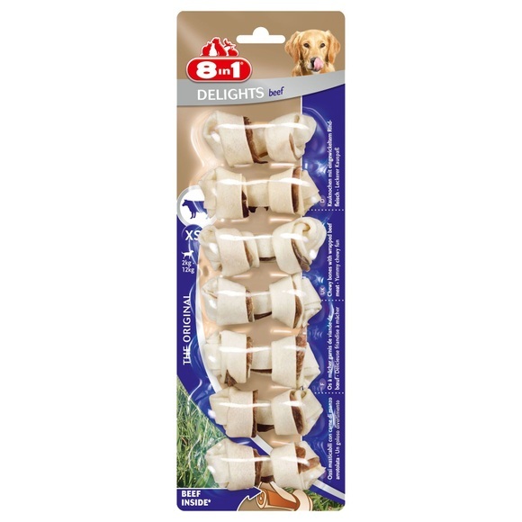 8in1 Delights Kauknochen Rind - XS, 84 g (7 Stück)