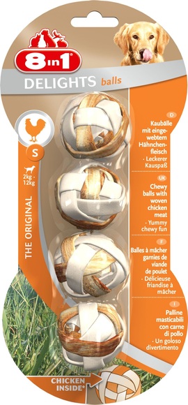 8in1 Delights Kaubälle Huhn - 3 x 36 g (12 Stück)