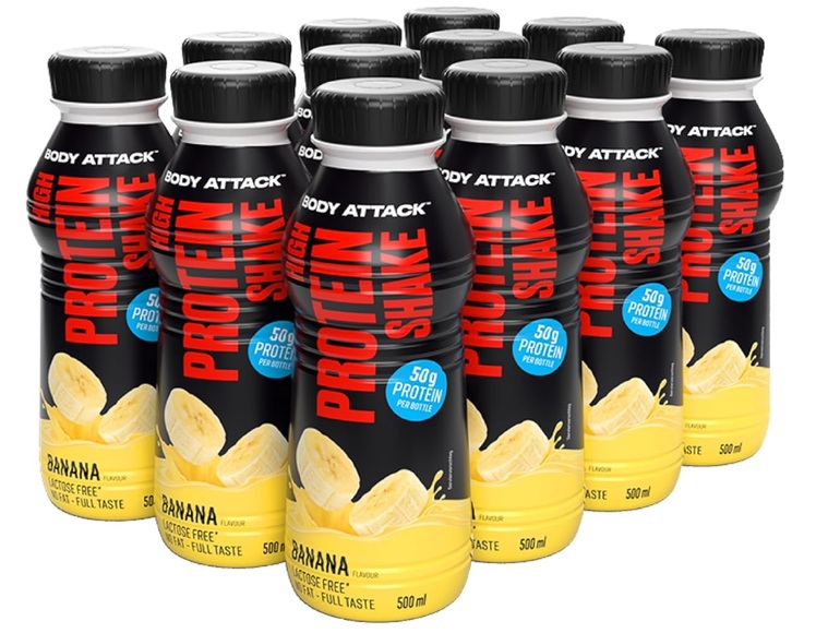 Body Attack High Protein Shake Banana (12x500ml)