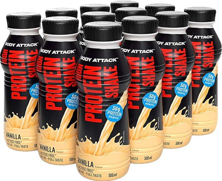 Body Attack High Protein Shake Vanilla (12x500ml)