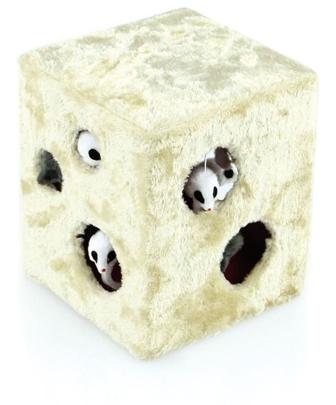 SwissPet Katzen Spielwürfel beige 21x21x25cm Katzenspielzeug