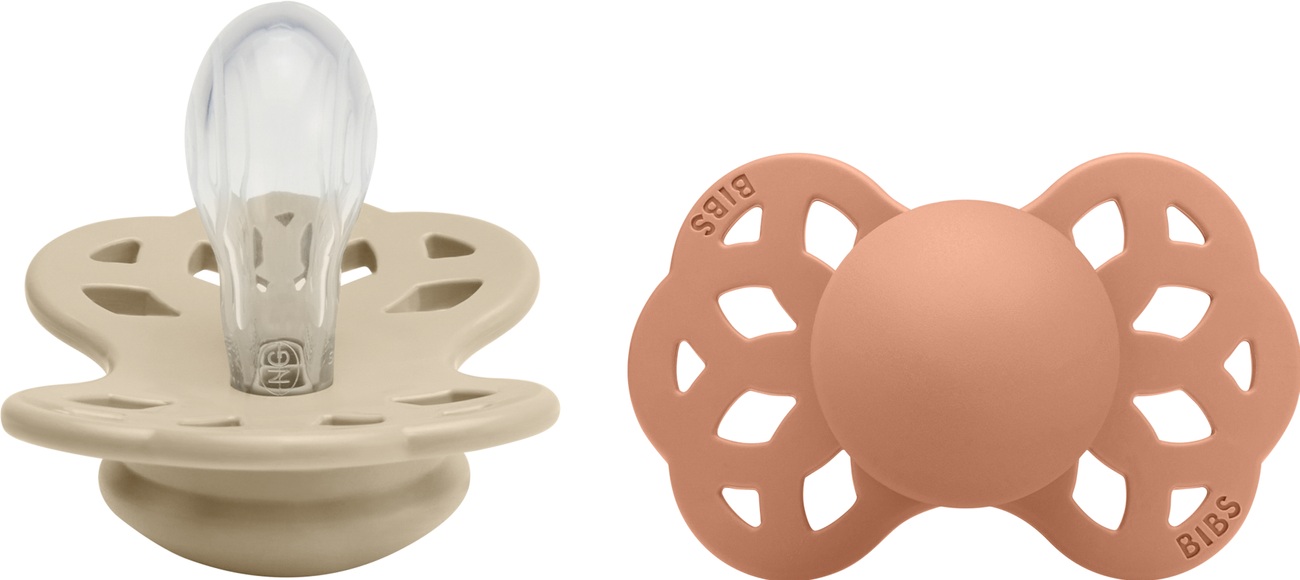 BIBS® Schnuller Infinity symmetrischer Sauger 6-18 Monate Vanilla & Peach 2 Stk.