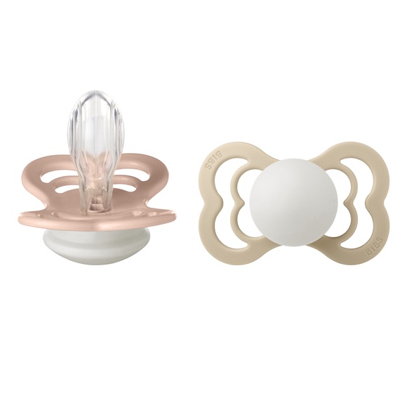 BIBS Schnuller Supreme Blush und Vanilla Glow Silikon 0-6 Monate, 2 Stk.