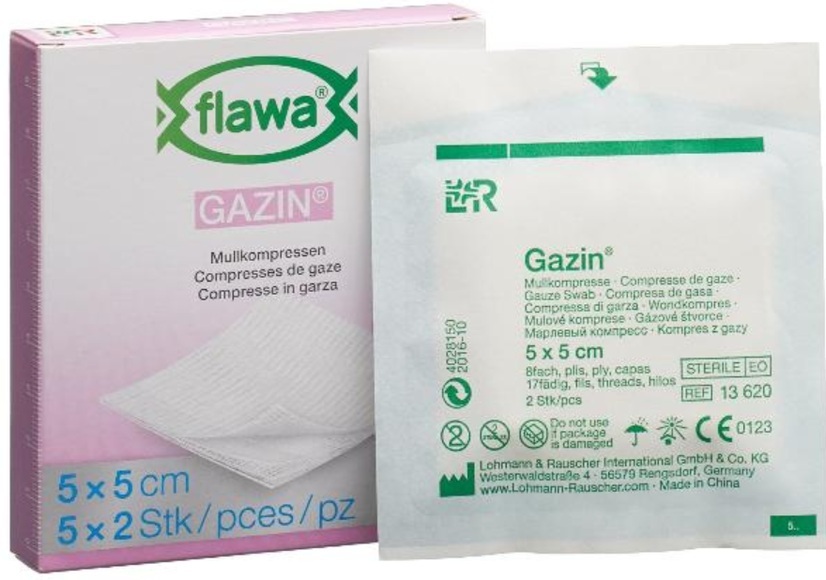 flawa Gazin Mullkompressen 5x5cm steril (5x2 Stück)
