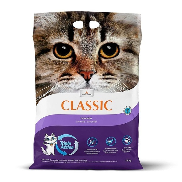 20% gratis! 14 kg Intersand Classic Katzenstreu - Lavendelduft